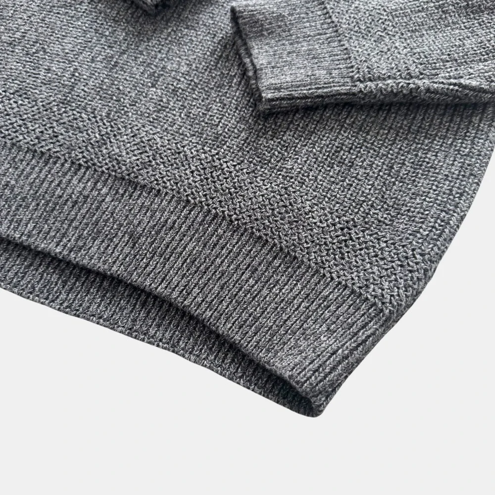 Cabelas Mens 2XL Grey Cotton Chunky Knit Henley Sweater Pullover‎ fisherman